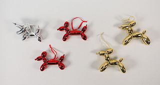 After Jeff Koons, 5 Balloon Dog Ornaments