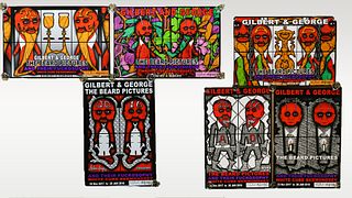 6 Signed Gilbert and George Beard Pictures Posters