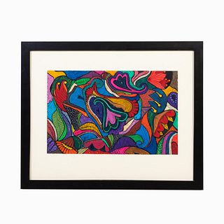 LINDA ANDERSON "MIGRAINE II" COLORFUL ABSTRACT M/M