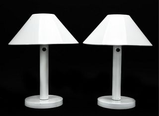 PR, GERALD THURSTON STYLE WHITE METAL TABLE LAMPS