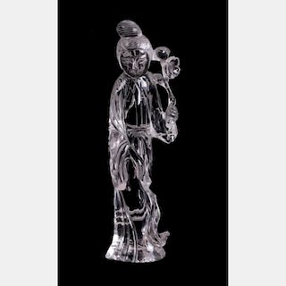 A Chinese Carved Rock Crystal Figure of Guanyin.