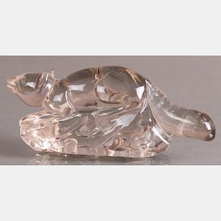 A Chinese Carved Rock Crystal Figure of a Ferret Badger.