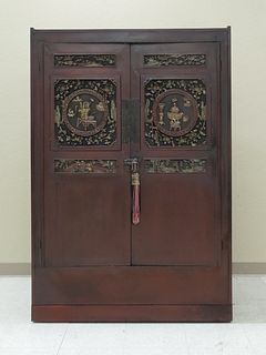 Chinese Red Painted 2-Door Cabinet.