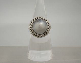 14K White Gold and Pearl Ring.