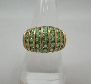 14K Yellow Gold & Emerald Channel Ring.