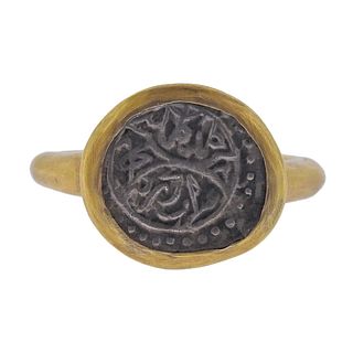 18k Gold Coin Ring