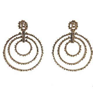 1970s 14k Gold Drop Circle Earrings