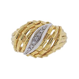 1960s 18k Gold Diamond Ring