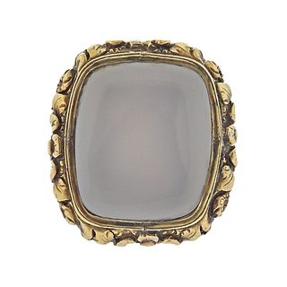 Antique 14k Gold Agate Fob Ring
