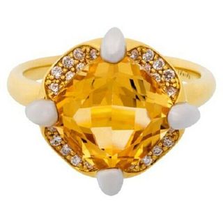 Mimi Milano 18k Gold Citrine Diamond Ring
