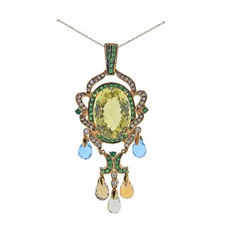 Le Vian LeVian 14k Gold Gemstone Diamond Pendant Necklace