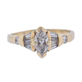 14k Gold Marquise Diamond Engagement Ring