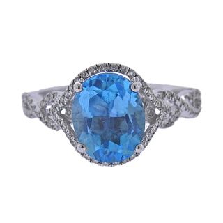Kallati Gold Blue Topaz Diamond Ring