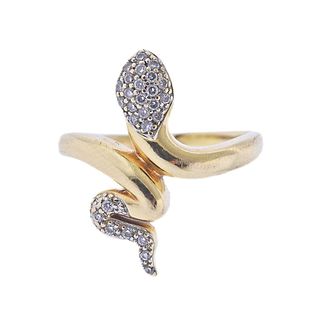 14k Gold Diamond Snake Ring