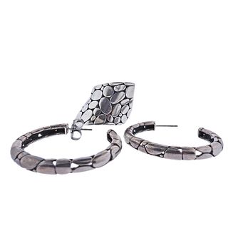 John Hardy Dot Silver Ring Hoop Earrings Lot