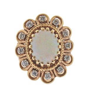 Vintage 14k Gold Opal Diamond Ring