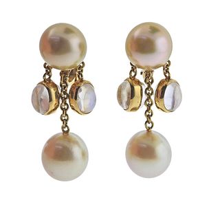 Assael 18k Gold South Sea Pearl Moonstone Earrings