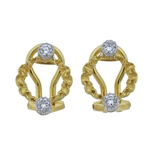 Buccellati Diamond Gold Open Circle Earrings
