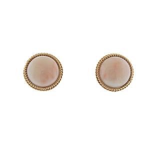 Gold Coral Button Earrings