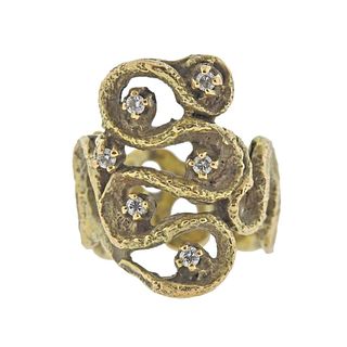 1970s 14k Gold Diamond Ring