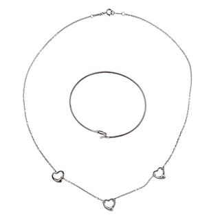 TIffany & Co Peretti Open Heart Silver Bracelet Necklace