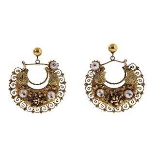 Antique 14k Gold Pearl Earrings