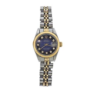 Rolex Datejust 26mm Blue Vignette Diamond Automatic Ladies Watch 69240