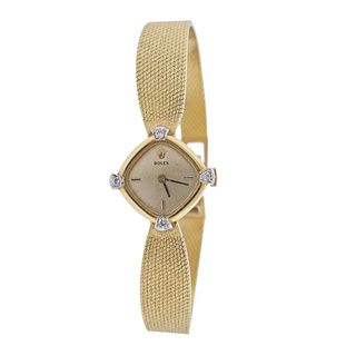 Vintage Rolex 14k Gold Diamond Manual Wind Ladies Watch 