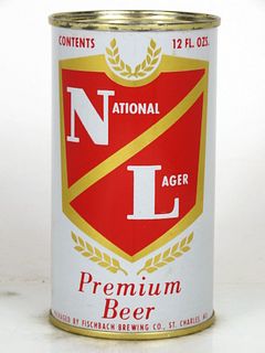 1962 National Lager Premium Beer 12oz 102-27 Flat Top Saint Charles, Missouri