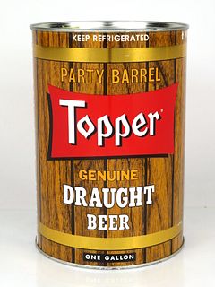 1962 Topper Draught Beer 164oz One Gallon 246-12 Rochester, New York
