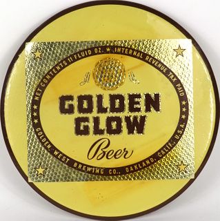 1940 Golden Glow Beer TOC Celluloid-Over-Cardboard Button Oakland, California