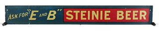1937 Ask For E&B Steinie Beer Tin Shelf Sign Detroit, Michigan