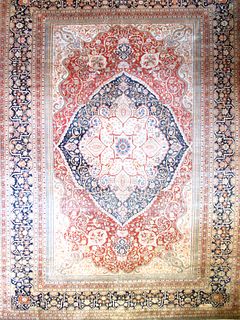 Antique Mohtasham Kashan Rug, 11'1" x 15'7"