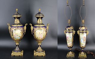 A Fine Pair Of Bronze Mounted Sevres Porcelain