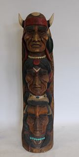 Vintage North West Indian ? Carved Totem Pole.