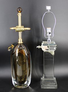 Italian Murano Glass Lamp & A Glass Column