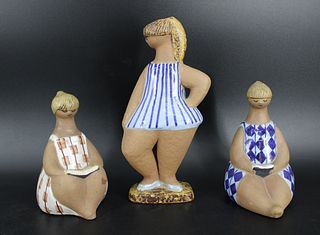 3 Gustavsberg Glazed Pottery Figures.