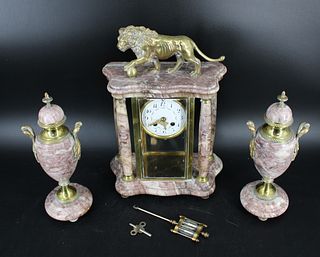 A Fine  Antique Bronze Mounted Marble Clock
