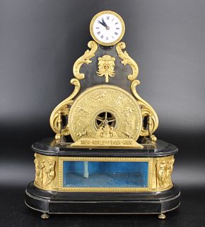 Late 19th C Signed Bronze Aquarium Clock.
