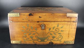 Anglo Indian? Brass inlaid Campaign Style Desk.