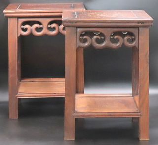 Pair of Chinese Carved Wood Stands.