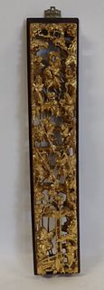 Chinese Carved Giltwood Panel of Warriors.