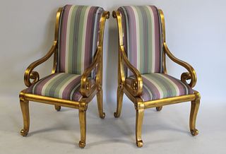 A Vintage Pr Of Classical Style Giltwood Chairs.