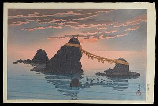 Hasui Kawase "Dawn at Futamigaura" Shin-hanga Print