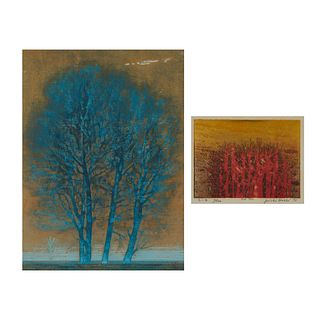 Grp: 2 Joichi Hoshi Tree Woodblock Prints