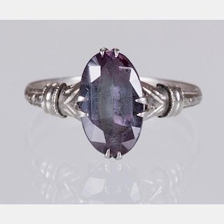 A Silver and Amethyst Ring,