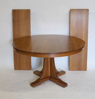 Stickley Oak Arts & Crafts Style Table & 2 Leaves