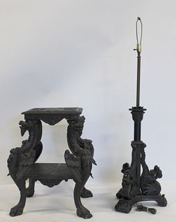 Antique Highly & Finely Carved Griffin Table