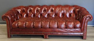 Vintage Brown Leather Chesterfield Sofa.