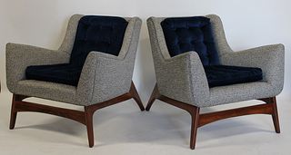 A Midcentury Style Pair Of Upholstered Armchairs